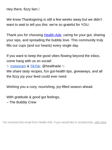 health-ade newsletter: A heart filled with gratitude 🧡