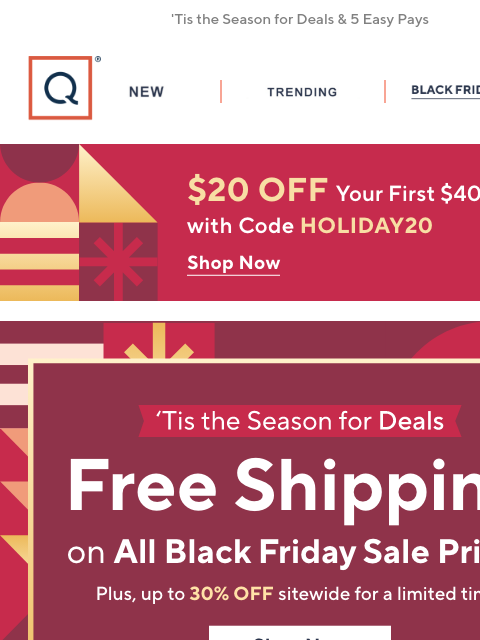 qvcemail newsletter: Black Friday Sale Prices = Free Shipping