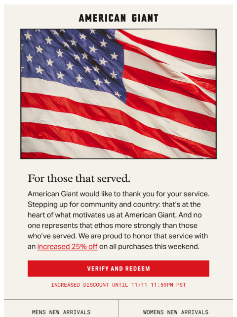 american-giant newsletter: We Thank Those That Served 🇺🇸
