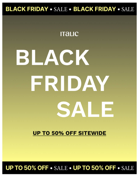 italic newsletter: Black Friday Sale Is LIVE!