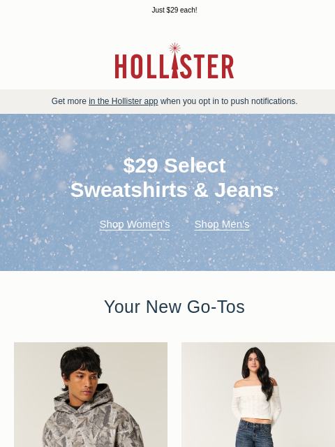 hollisterco newsletter: Sweatshirts & jeans on sale 🥳