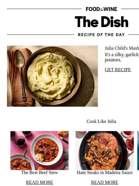 foodandwine newsletter: Julia Child's Mashed Potatoes