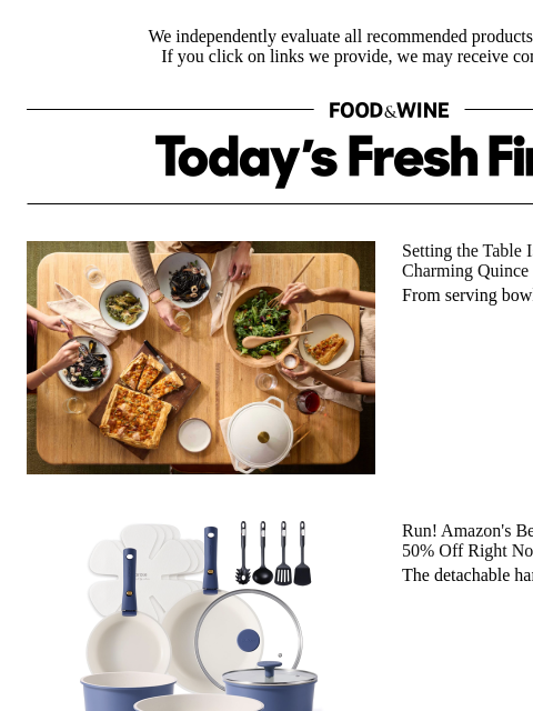 foodandwine newsletter: 50% Off: Amazon's Bestselling Cookware Set Has a S...