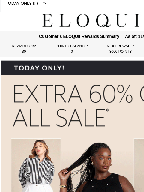 eloquii newsletter: 60% OFF SALE with code EQSAVENOW