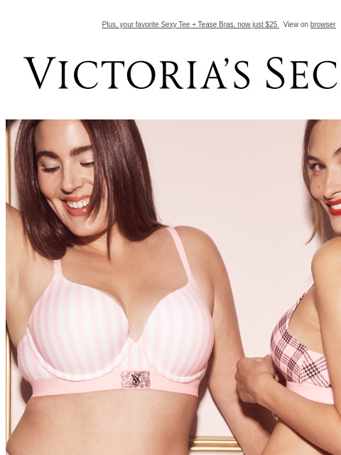 Plus, your favorite Sexy Tee + Tease Bras, now just $25 View on browser Victoria's Secret VSCC Available Credit Display images to show real-time content Display images to show real-time content