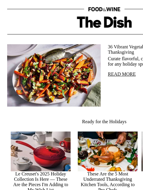 foodandwine newsletter: 36 Vibrant Vegetable Sides to Serve at Thanksgivin...