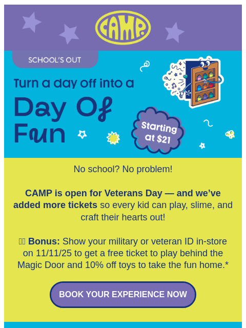 camp newsletter: Veteran’s Day = Play Day 🇺🇸