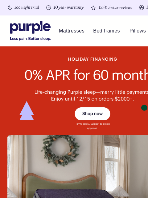 purple newsletter: 0% APR for 60 months—ends 12/15