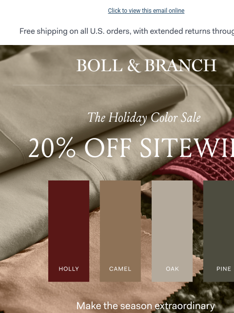 bollandbranch newsletter: Code FESTIVE: 20% off sitewide