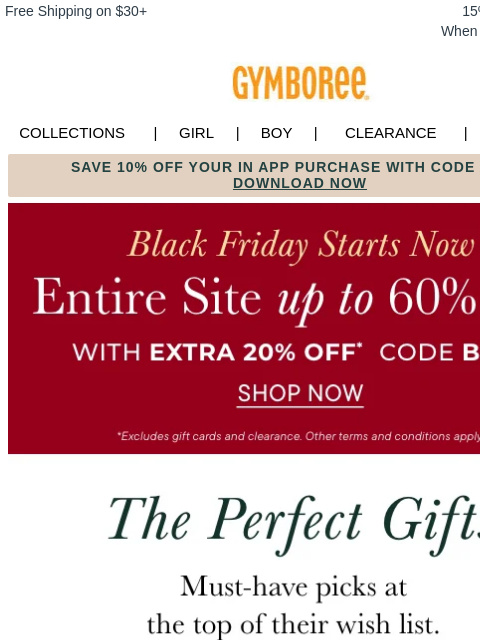 gymboree newsletter: Up to 50% Off Our Most-Loved Holiday Gifts 🎁