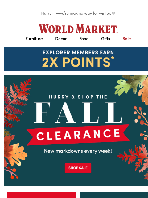 emailworldmarket newsletter: 🍂🍁🥧✨HUGE FALL CLEARANCE