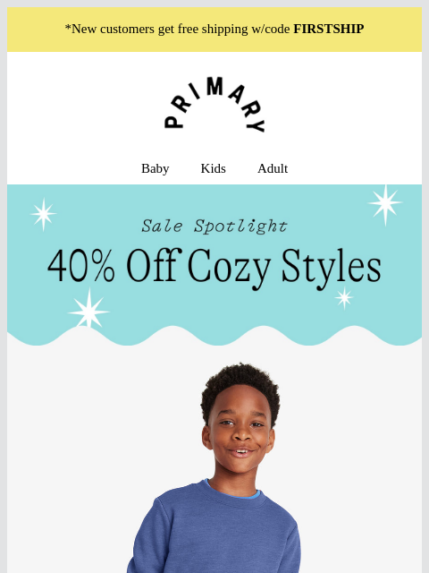 primary newsletter: 🤍 40% Off Cozy Joggers, Rompers + More 🤍