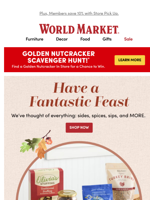 emailworldmarket newsletter: Our fave foods for a Thanksgiving feast.