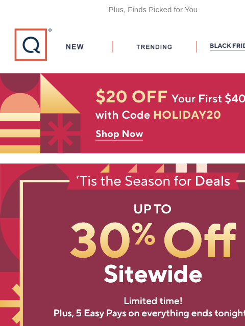 qvcemail newsletter: Ends Tonight! 5 Easy Pays on Everything