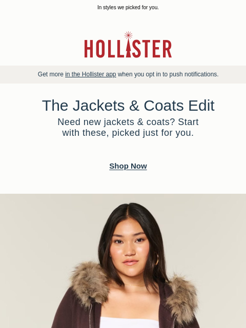 hollisterco newsletter: Warm up to jacket season.