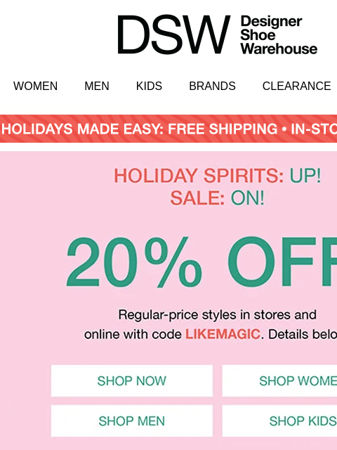 dsw newsletter: Ends tonight: 20% OFF!