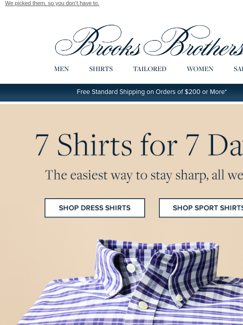 brooksbrothers newsletter: Your perfect shirts, Mon-Sun