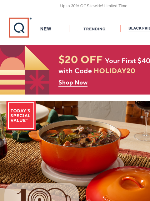 qvcemail newsletter: 20% Off Le Creuset + Get $20 Off