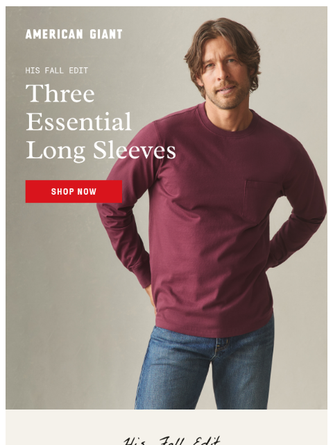 american-giant newsletter: Your New Long Sleeve Lineup