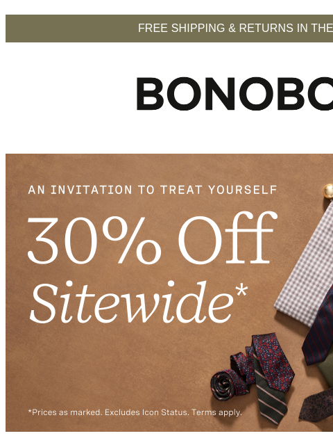 bonobos newsletter: Just Launched: 30% Off Sitewide