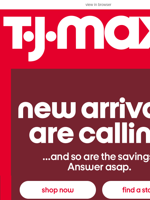 tjmaxx newsletter: New arrivals are HERE >>
