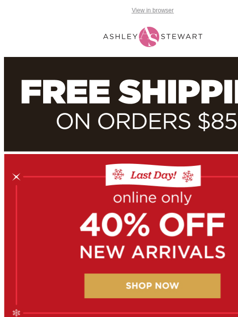 ashleystewart newsletter: Let’s get FESTIVE ✨🎄(last day) 40% off these DRES...