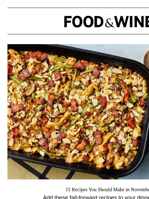 foodandwine newsletter: 15 Recipes You Should Make in November