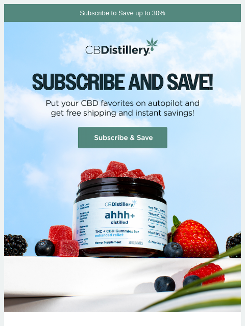 thecbdistillery newsletter: Subscribe and Save!