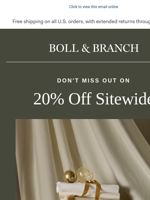 bollandbranch newsletter: Just for you: 20% off sitewide