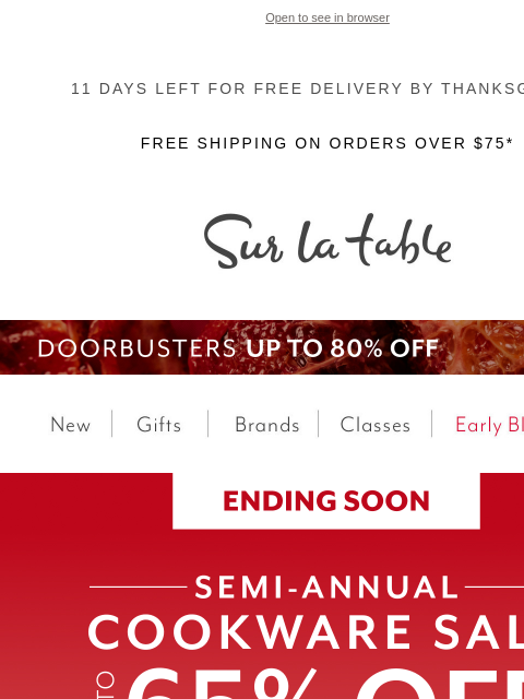 surlatable newsletter: Final Days: Up to 65% Off Cookware