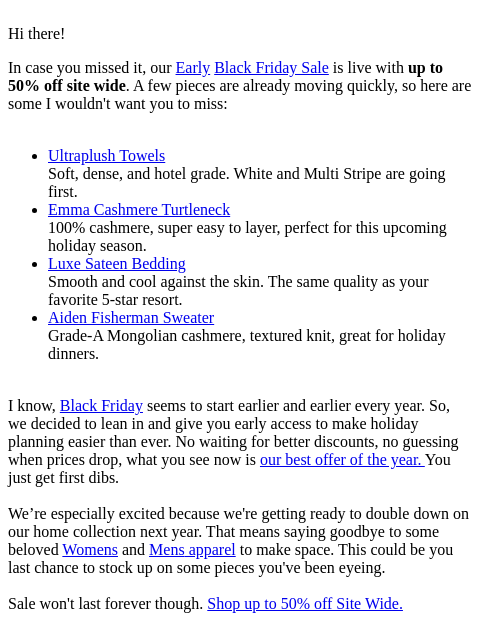 italic newsletter: ICYMI: Early Black Friday Access is live!