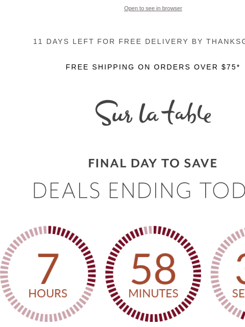 surlatable newsletter: 🦃 Last Chance for Thanksgiving Deals!