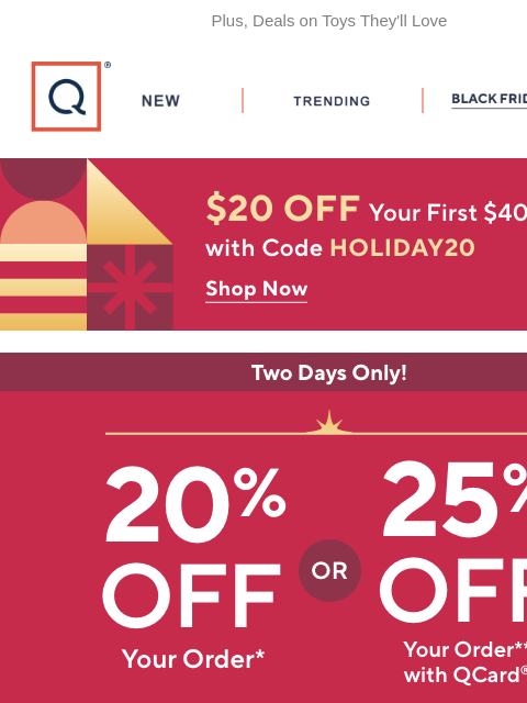 qvcemail newsletter: Unwrap 20% Off or 25% Off with QCard®