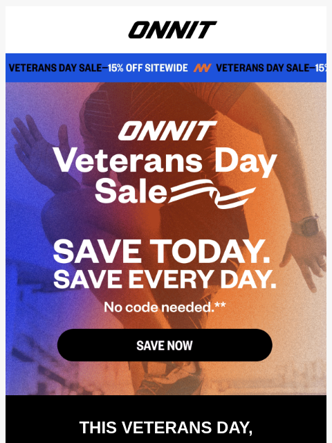 onnit newsletter: Save for Veterans Day—and every day