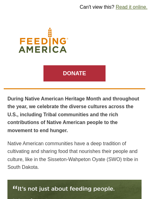 feedingamerica newsletter: Meet the Sisseton-Wahpeton Oyate tribe