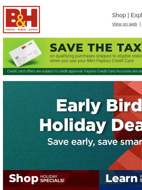 bhphotovideo newsletter: Early Holiday Deals are Here + Streaming Kits for ...
