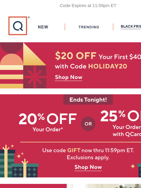 qvcemail newsletter: Take 20% Off or 25% Off with QCard®