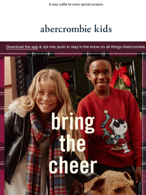 abercrombie newsletter: looks that'll take them through winter break