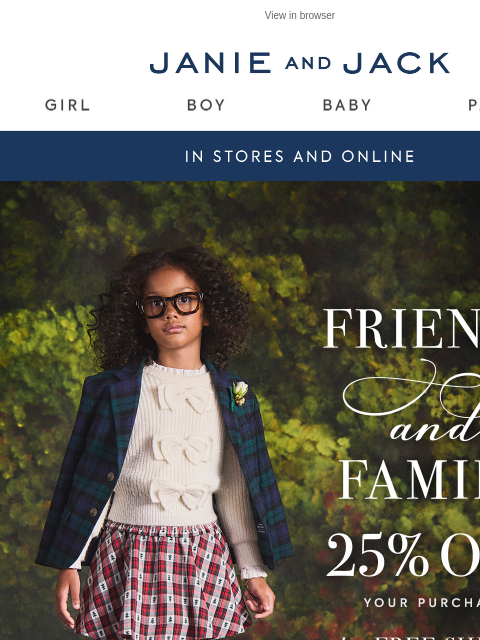 janieandjack newsletter: Matching made merry: 25% off + free shipping