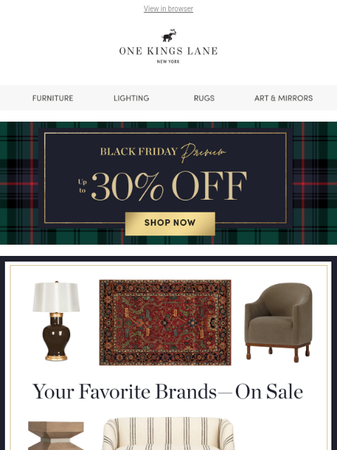 onekingslane newsletter: Up to 30% Off Ralph Lauren, Hooker Furniture & Mor...
