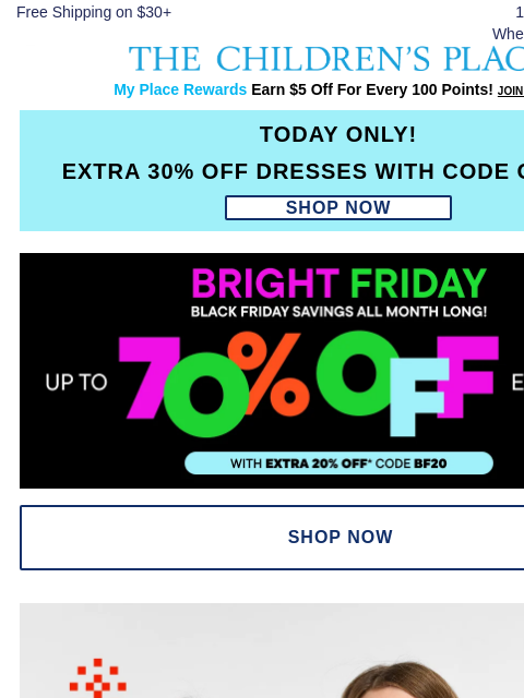 childrensplace newsletter: ✨Ready, set, get MERRY with BOGO $1 Holiday PJs ✨