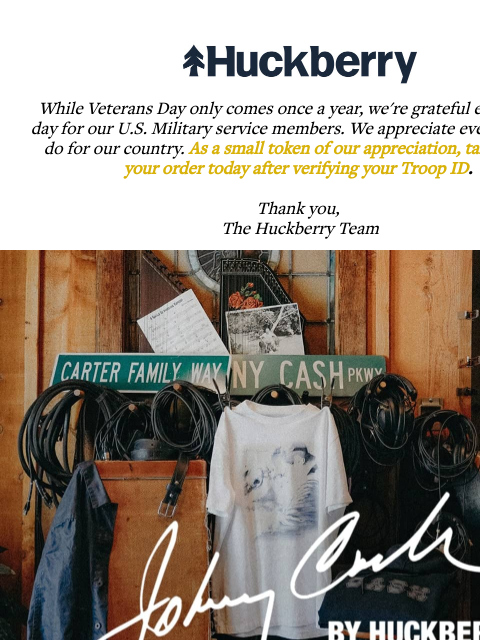 huckberry newsletter: Introducing: Johnny Cash by Huckberry