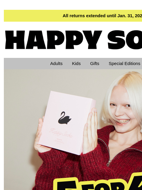 happysocks newsletter: Celebrate Singles' Day! Last Call, 5 for 4!