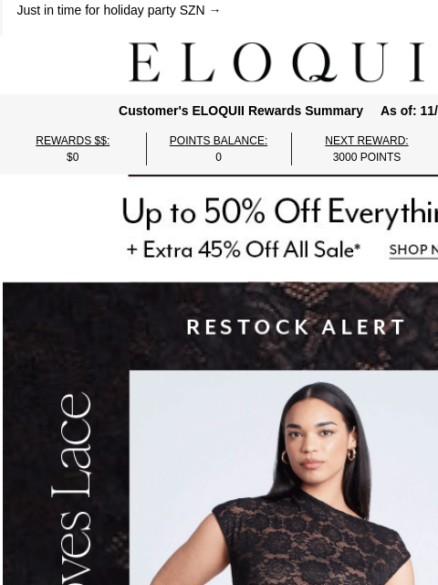 eloquii newsletter: THAT lace dress is back 🖤