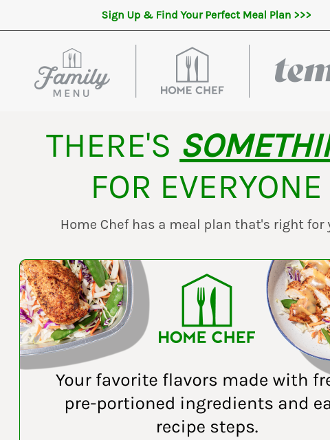 homechef newsletter: 3 menus, endless mealtime possibilities