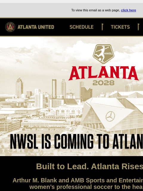 atlutd newsletter: NWSL is Coming to Atlanta in 2028