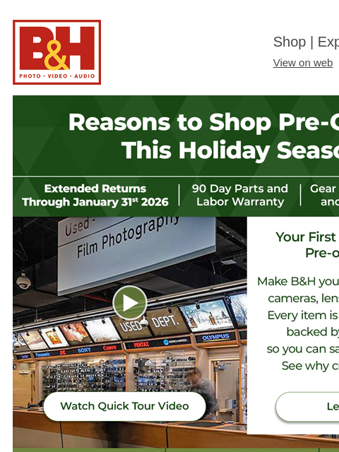 bhphotovideo newsletter: Save Big on Pre-Owned Gear + Trade in Bonuses
