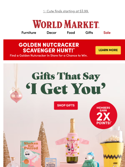 emailworldmarket newsletter: 🎁 Earn DOUBLE Points on unique gifts