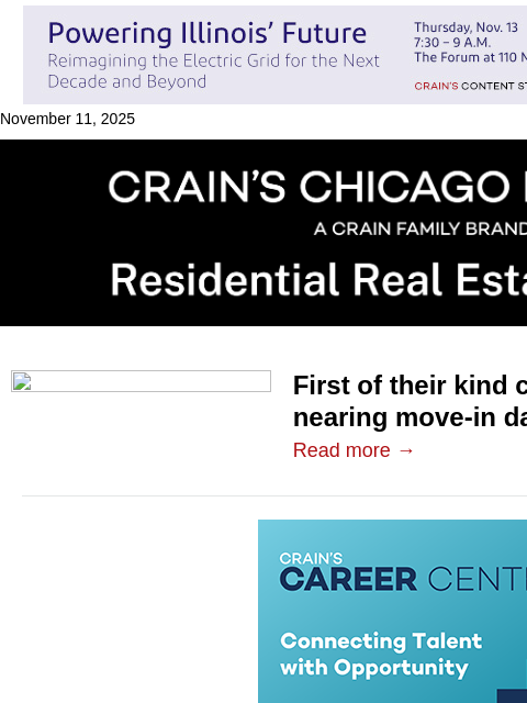 crainalerts newsletter: Oak Park co-housing condos near move-in