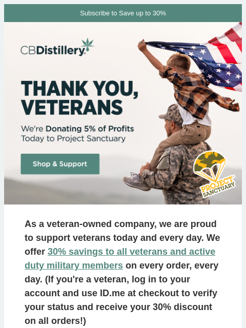 thecbdistillery newsletter: We Support Veterans 🇺🇸